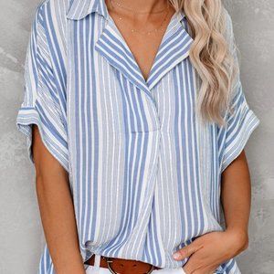 Vici En crème short sleeve striped top
